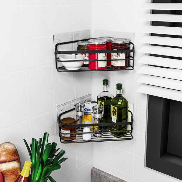 Gpoty Double Layer Shower Caddy Hanging Shelf with Two Shelf,Stainless Steel Heavy Duty Shower Caddy Rack,with Hooks Suction Cups Door Rack Rustproof